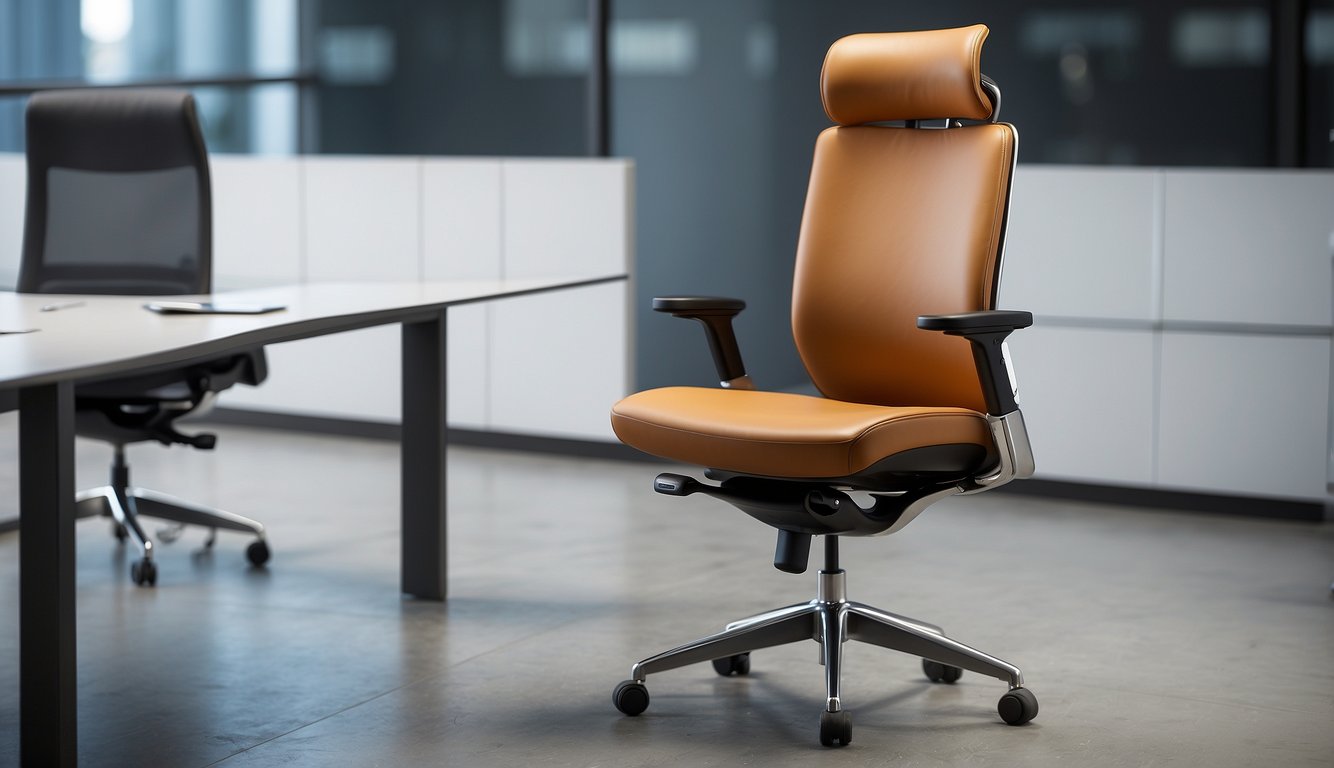 A task chair with a smaller, more compact design and a simple, sleek appearance. An office chair with a larger, more executive-style design and additional features such as headrests and armrests