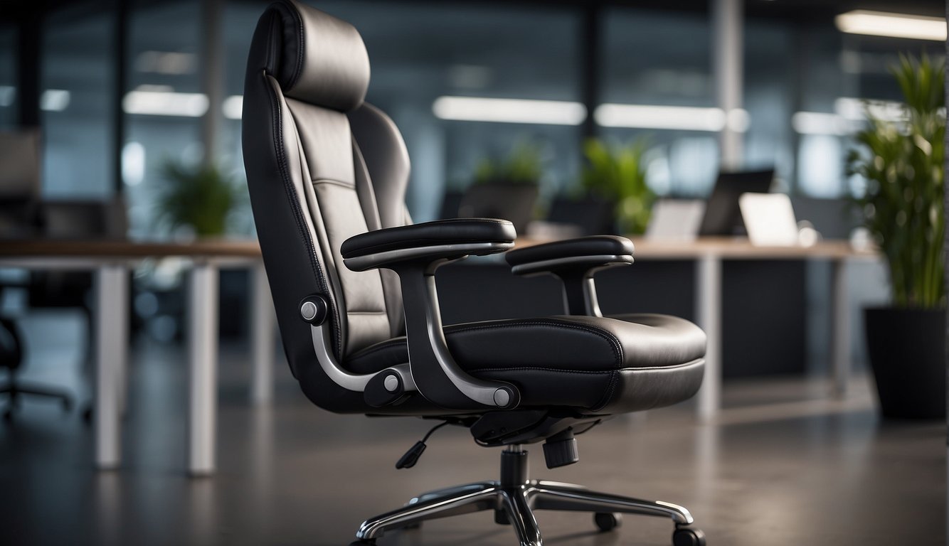 A task chair features adjustable armrests and a supportive backrest. An office chair has a higher back and a headrest for added comfort
