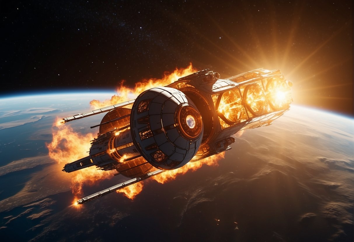 Sunshine  - A spacecraft hurtles toward the blazing surface of the sun, surrounded by fiery solar flares and intense radiation
