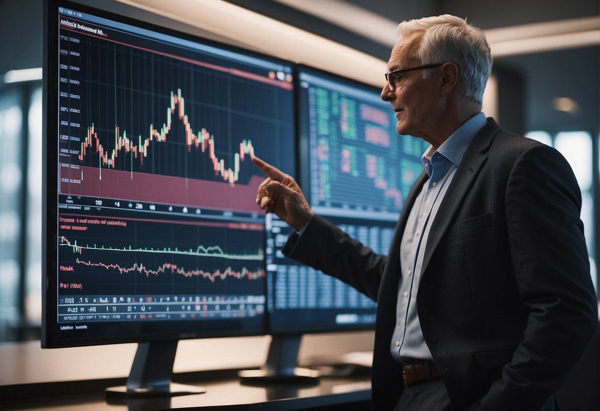 A financial advisor pointing out red flags in stock trading