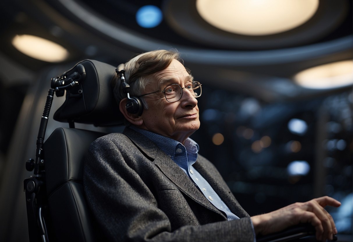 Stephen Hawking's cameos in space-themed scenes, blending humor and education