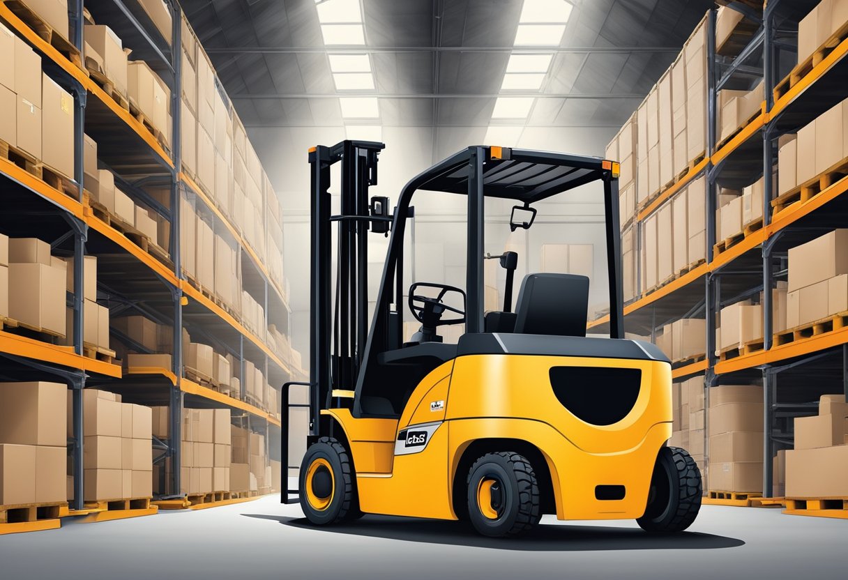 A forklift with class 3 forks follows operational guidelines and safety standards in a warehouse setting