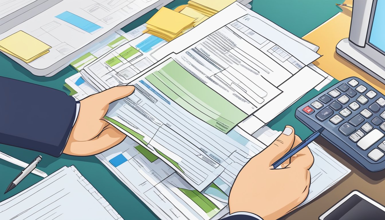 A person fills out a balance transfer application form with required documents and submits it to the bank