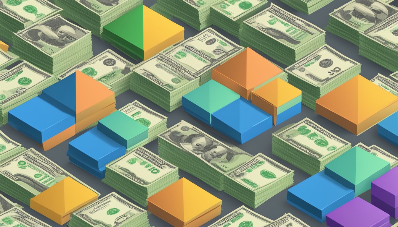 A stack of money and a chart showing interest rates and fees