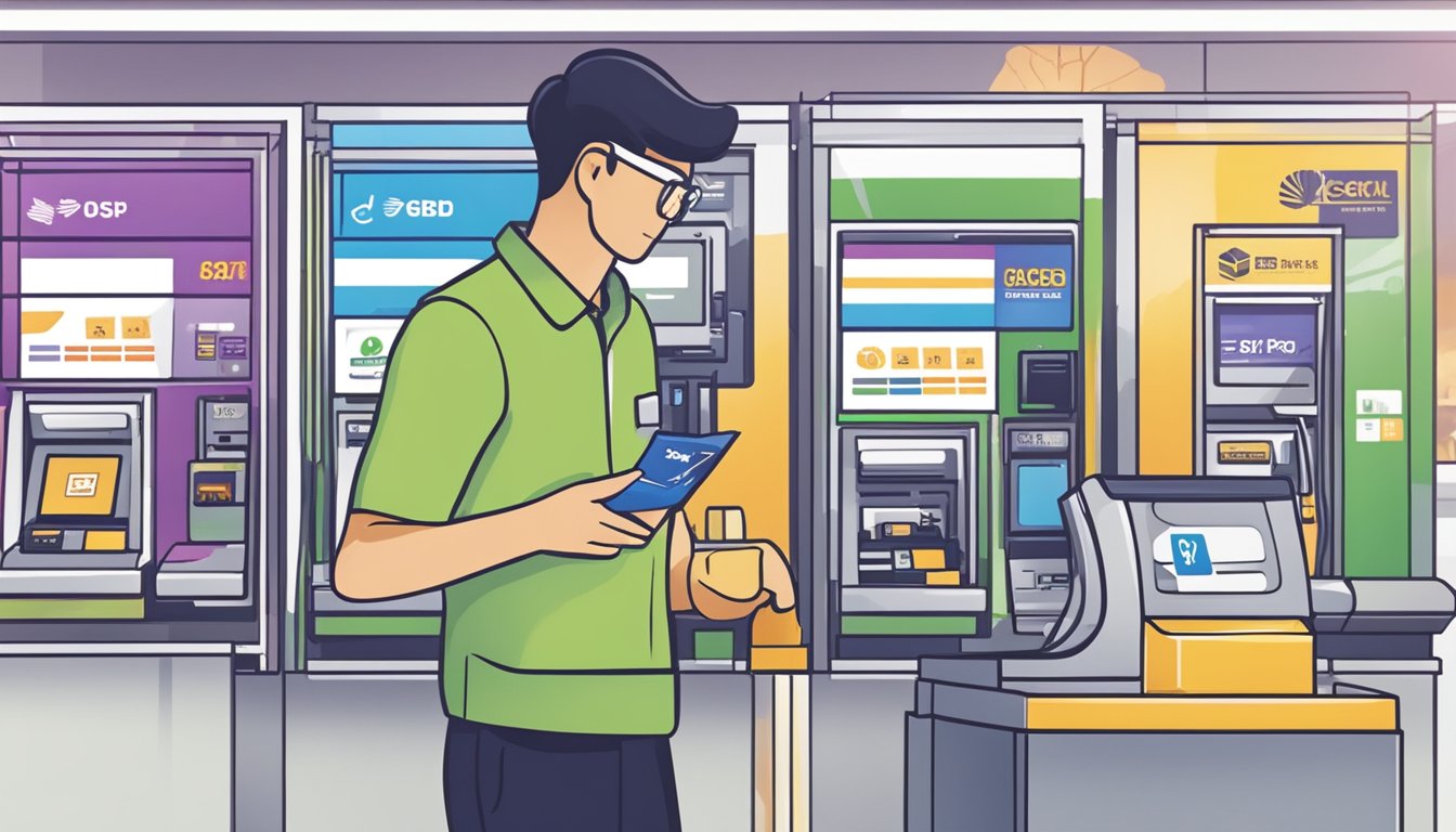 A customer swiping a POSB card at a Singaporean cashback terminal