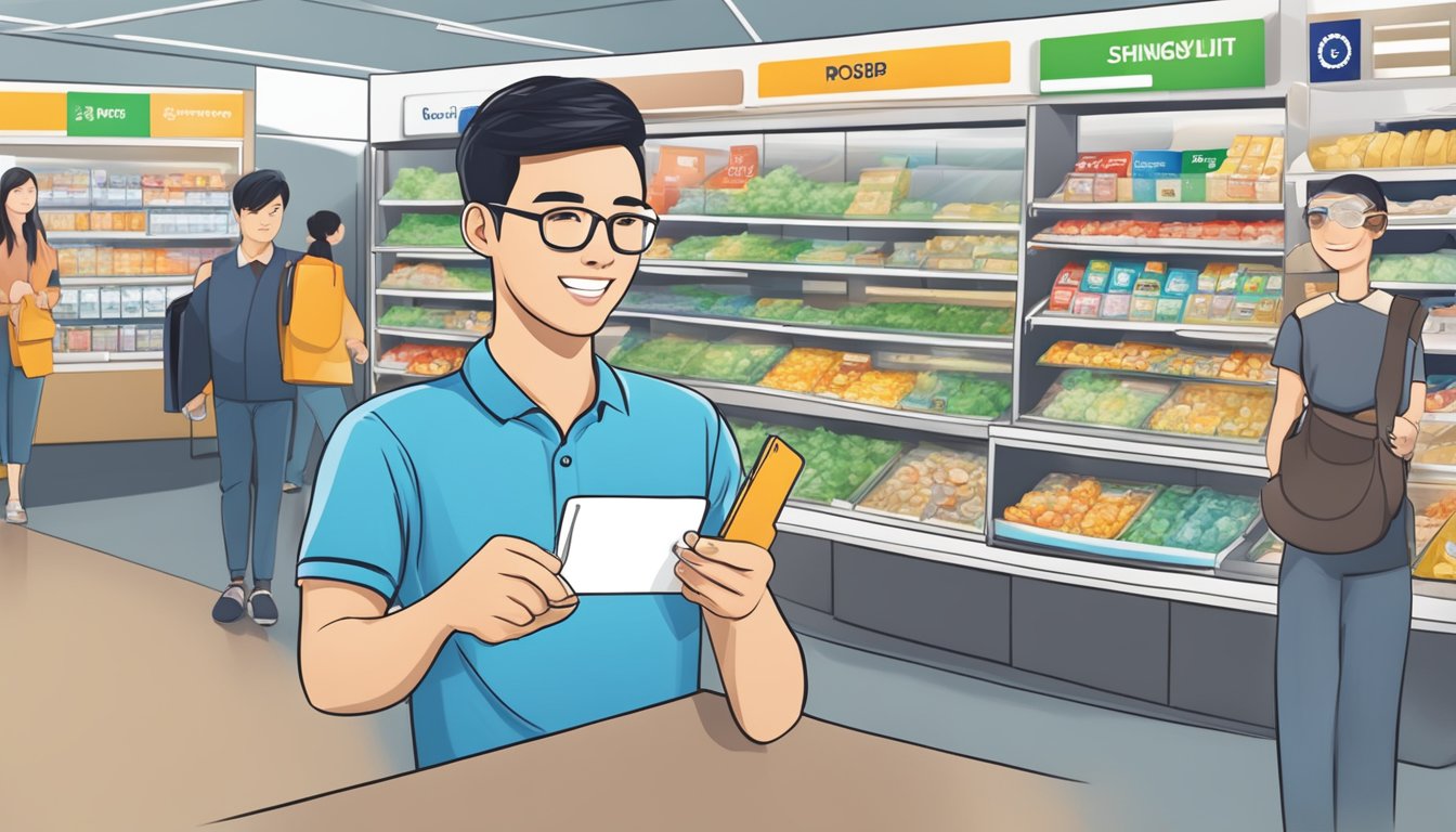 A Singaporean using POSB Everyday Card for discounts at local merchants
