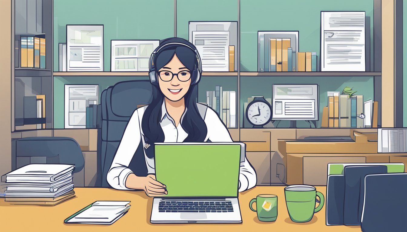 A customer service representative answers questions about fast loans in Singapore