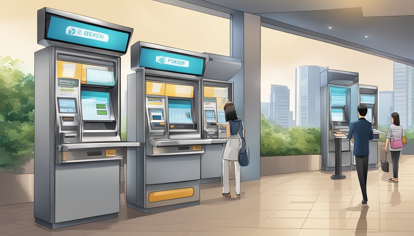 An active scene of an online reservation and collection POSB notes exchange machine located in Singapore