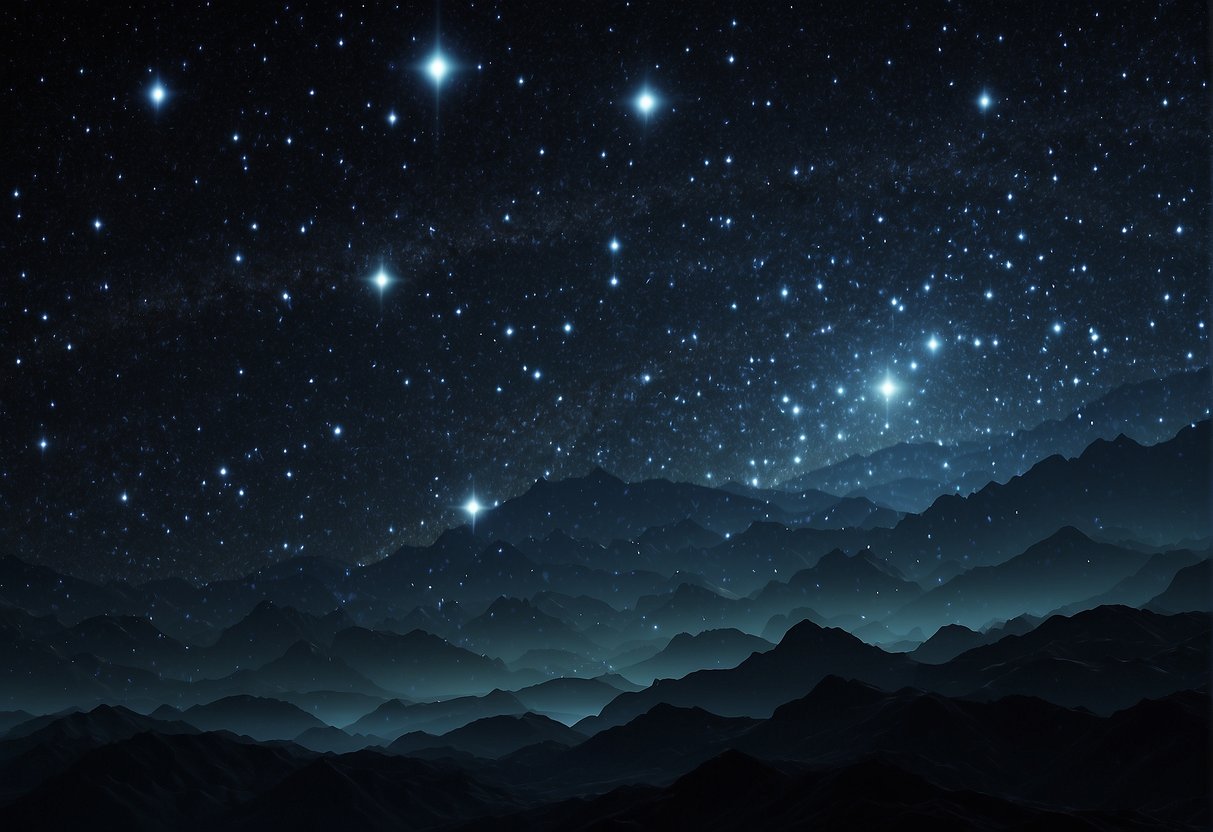 A vast, dark expanse of space filled with twinkling CGI constellations, creating a mesmerizing and otherworldly scene