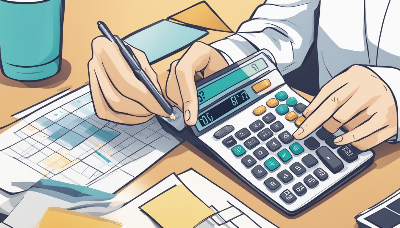 A person using a calculator to calculate a POSB personal loan in Singapore