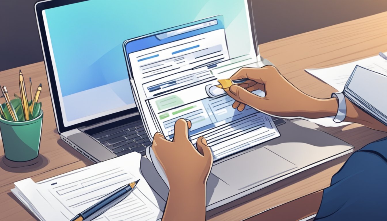 A person submitting documents online for a loan, receiving approval notification, and signing the agreement digitally