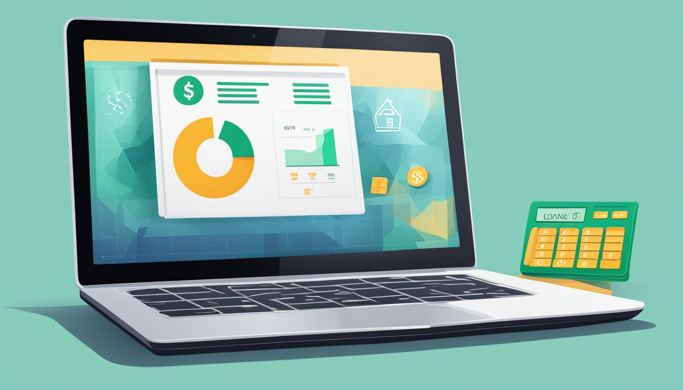 A laptop displaying a posb personal loan calculator with a Singaporean currency symbol