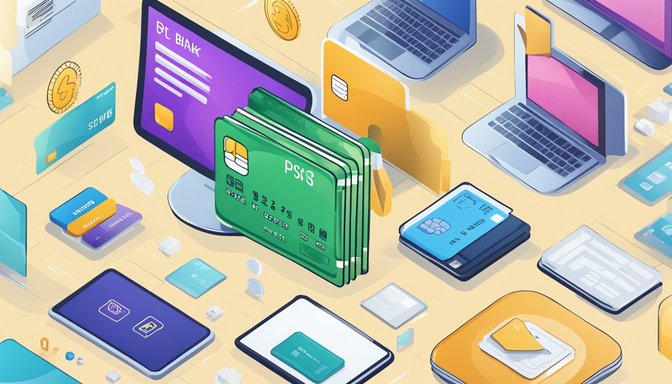 A bank card surrounded by icons representing perks, with a thought bubble showing considerations for a POSB Saye account in Singapore