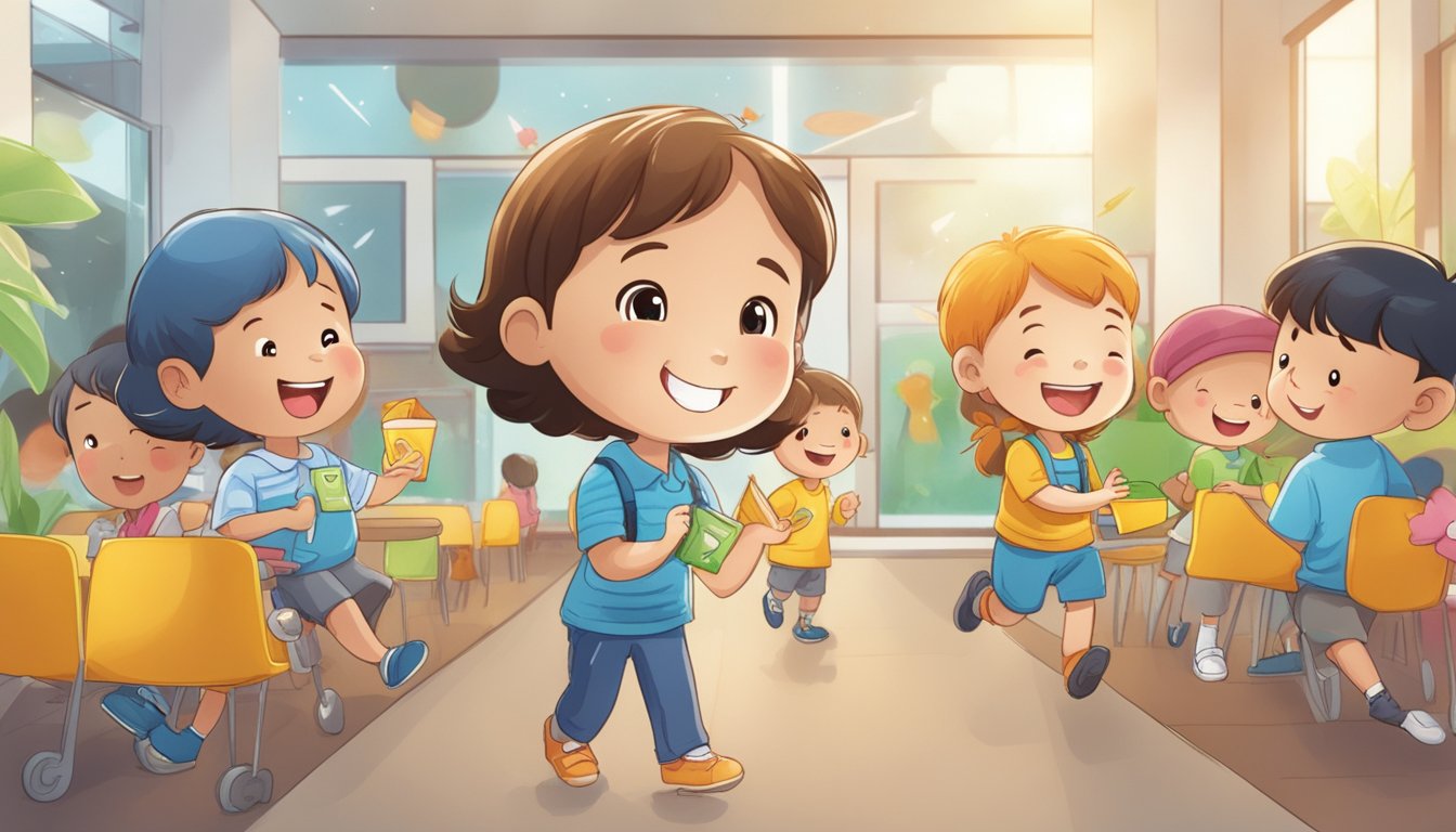 A child happily receives exclusive POSBkids Perks in Singapore