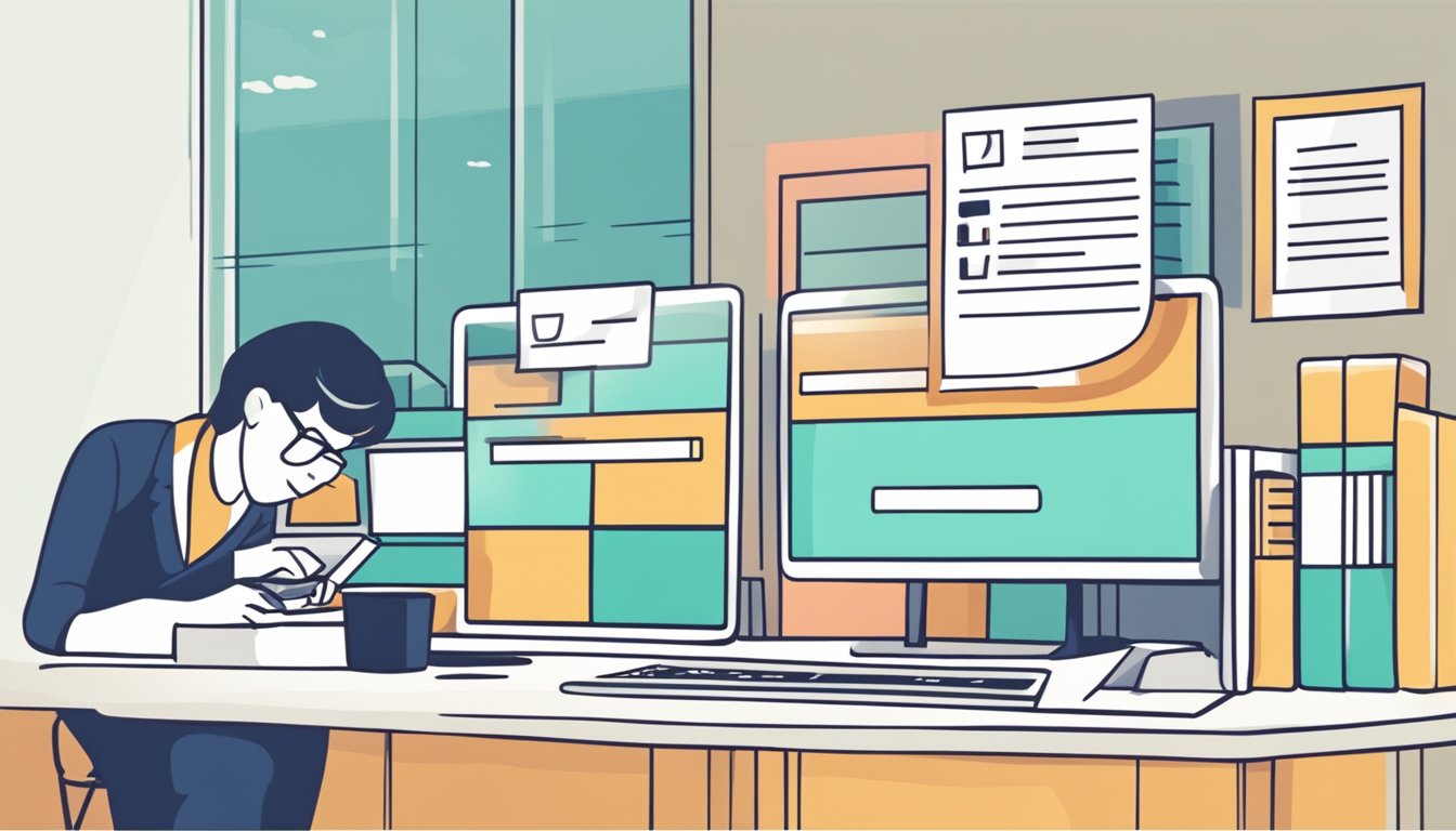 A person fills out a form online to apply for a pre-approved line of credit in Singapore. The website displays eligibility requirements and a simple application process