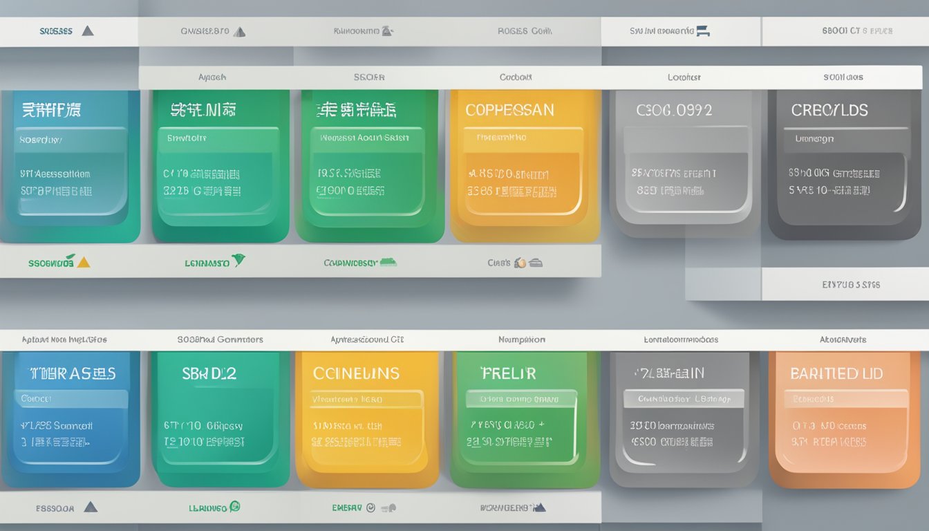 A line of credit comparison chart with logos of top Singaporean lenders displayed on a computer screen