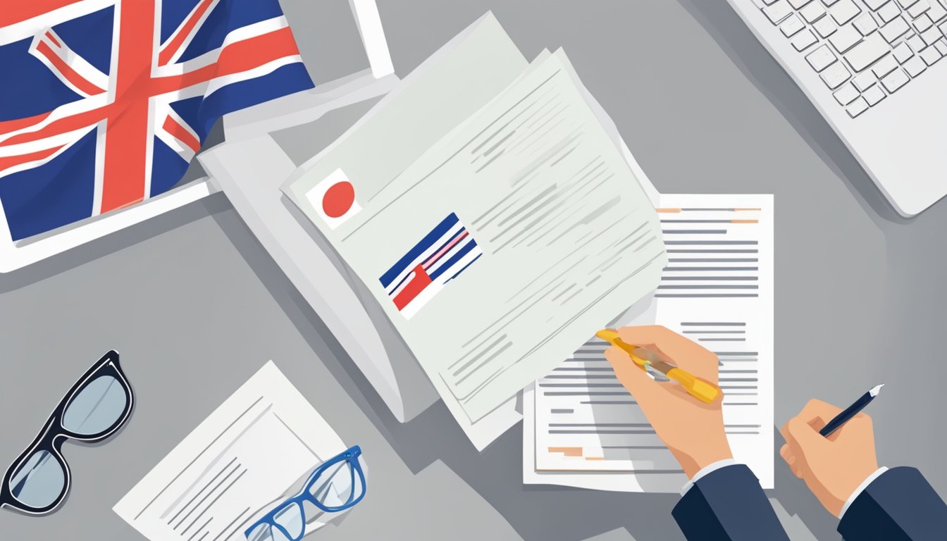 A person holding a pre-approved line of credit letter with a Singaporean flag in the background