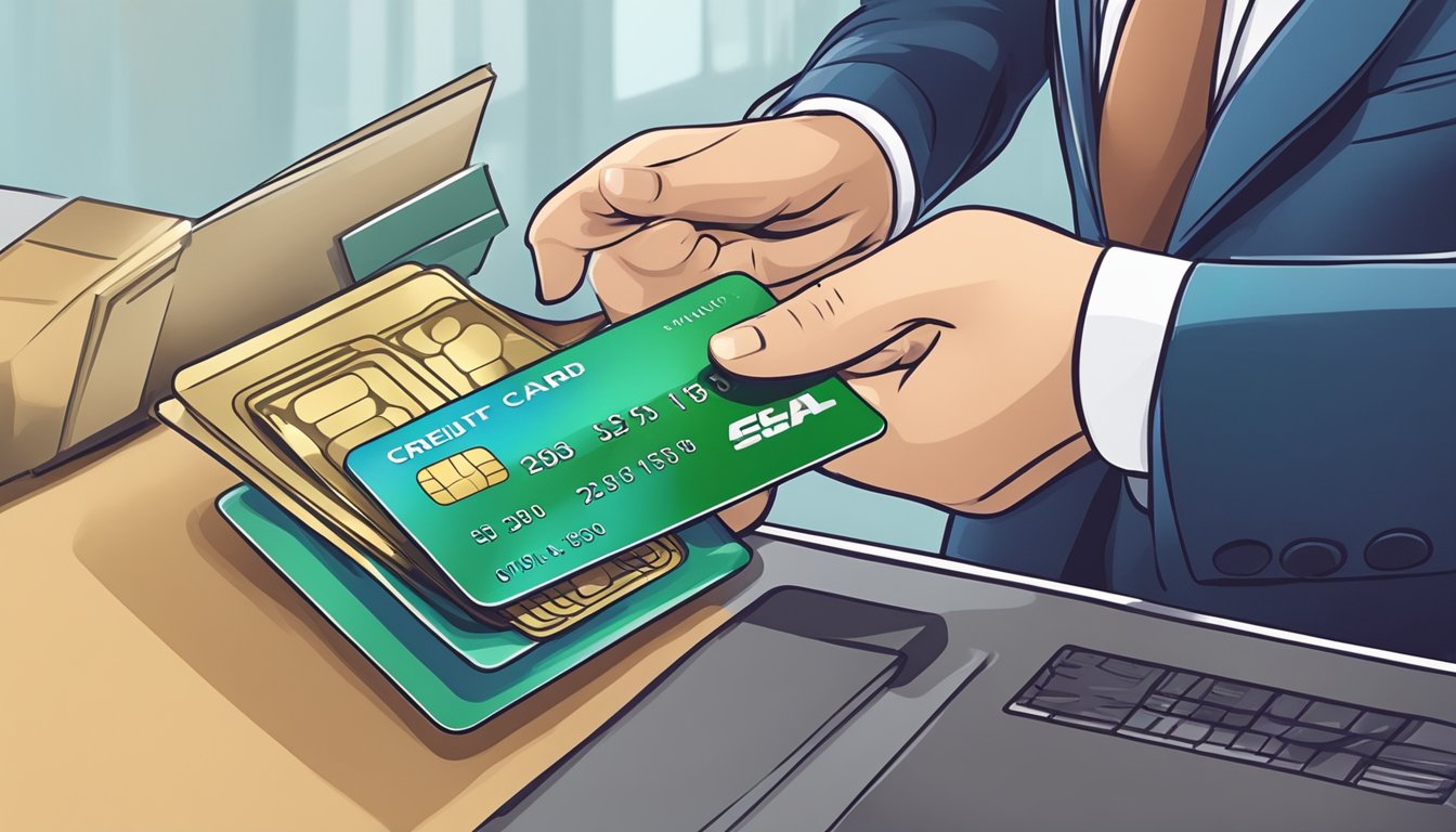 A prestigious credit card being handed to an individual with a high income