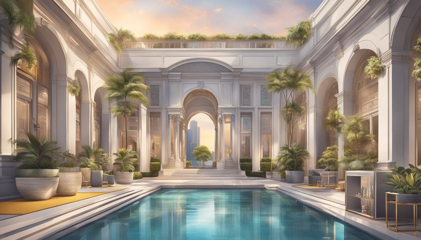 A luxurious credit card surrounded by high-end rewards and lifestyle perks in a prestigious setting in Singapore
