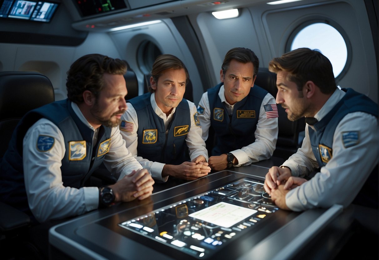 A team of filmmakers strategize and plan for zero-gravity filming techniques for Passengers. They discuss equipment and methods for creating realistic weightlessness