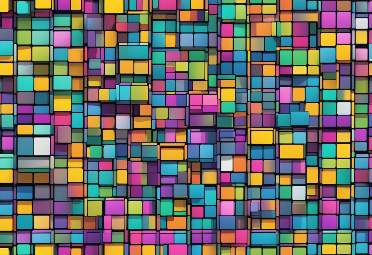An array of HDMI LCD touch screens arranged in a grid pattern, displaying vibrant colors and sharp images
