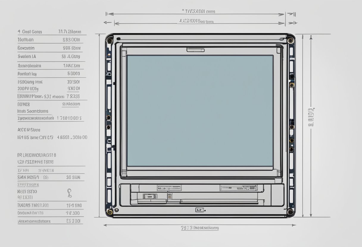 A 12-inch LCD touch screen with technical specifications