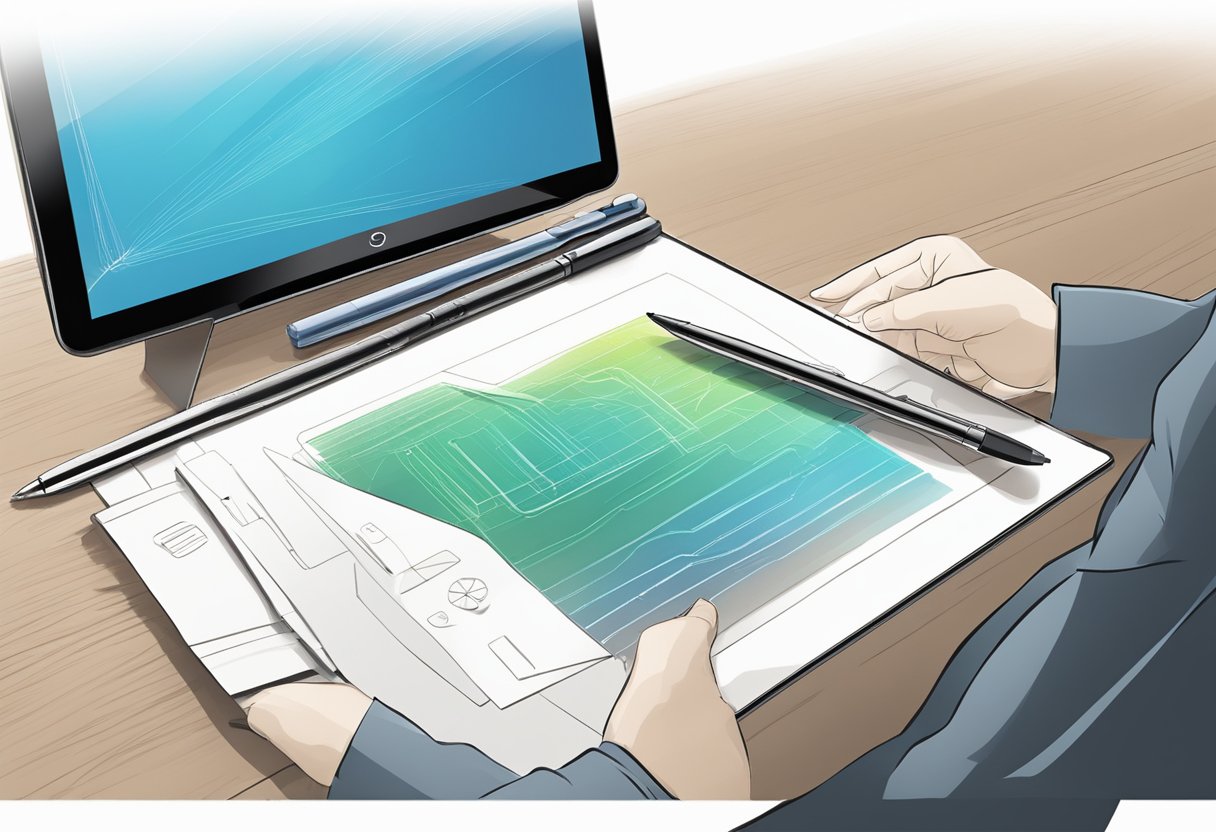 A stylus hovers over a sleek capacitive touch screen, ready to interact with precision