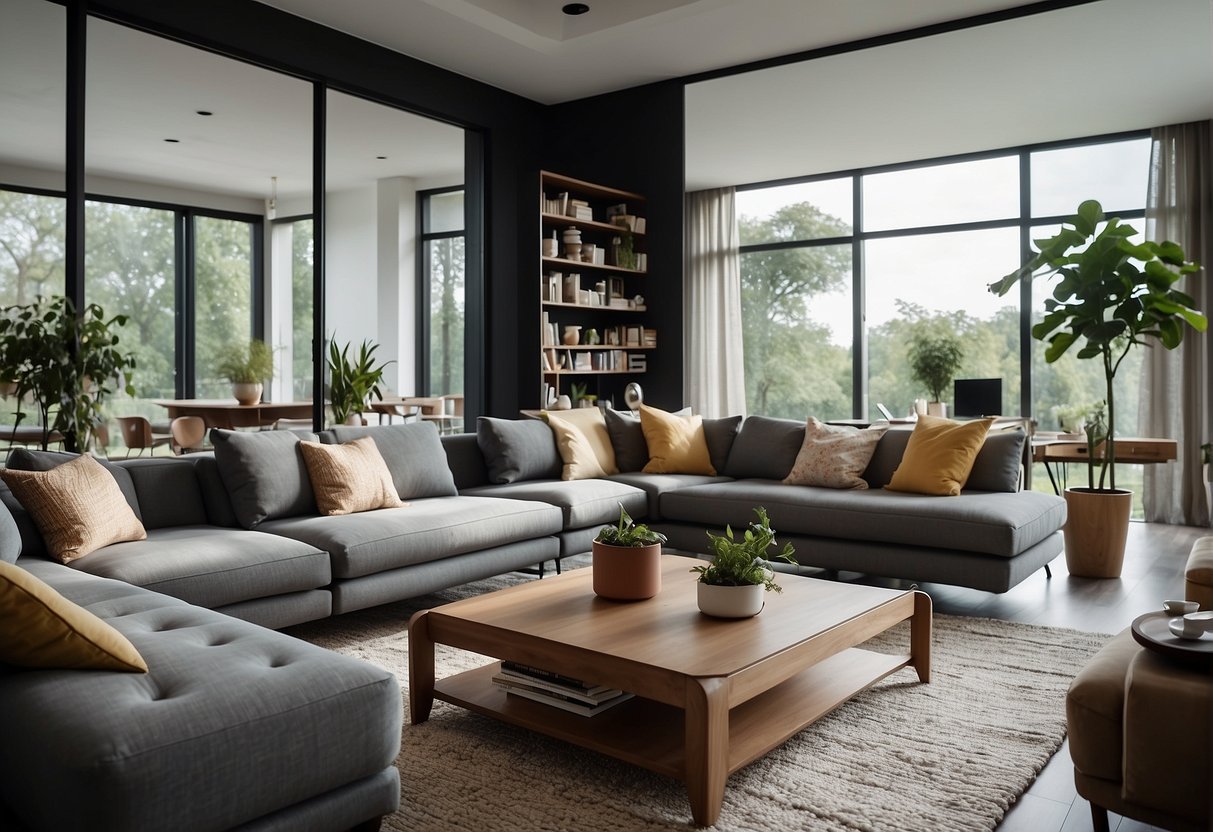 A modern living room with various smart home devices seamlessly integrated and controlled through a central hub, showcasing the convenience and efficiency of the chosen smart home platform
