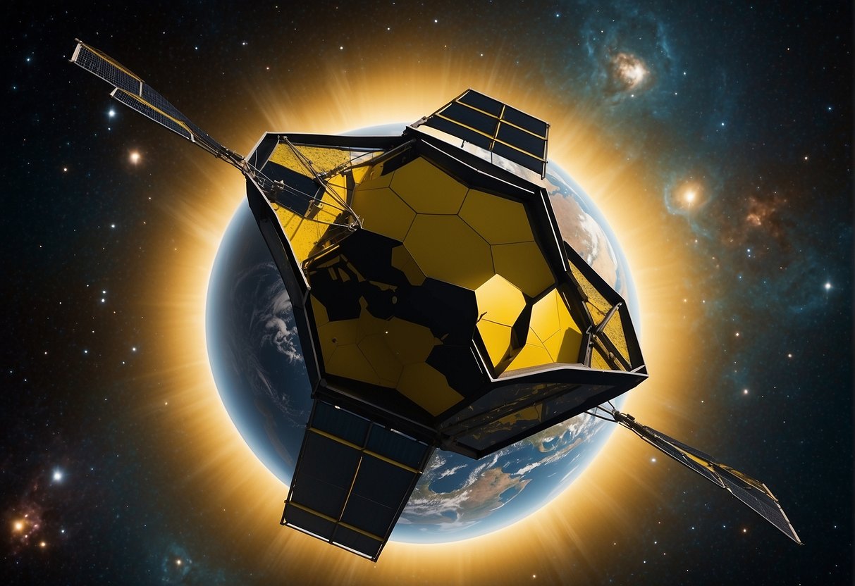 The James Webb Space Telescope orbits Earth, capturing stunning images of distant galaxies and celestial bodies, advancing scientific understanding and inspiring new discoveries