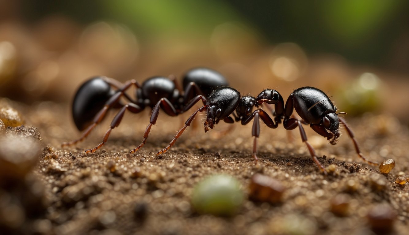 Ants construct intricate tunnels underground, carrying tiny particles with their strong mandibles.

The colony works together, displaying their incredible strength and teamwork