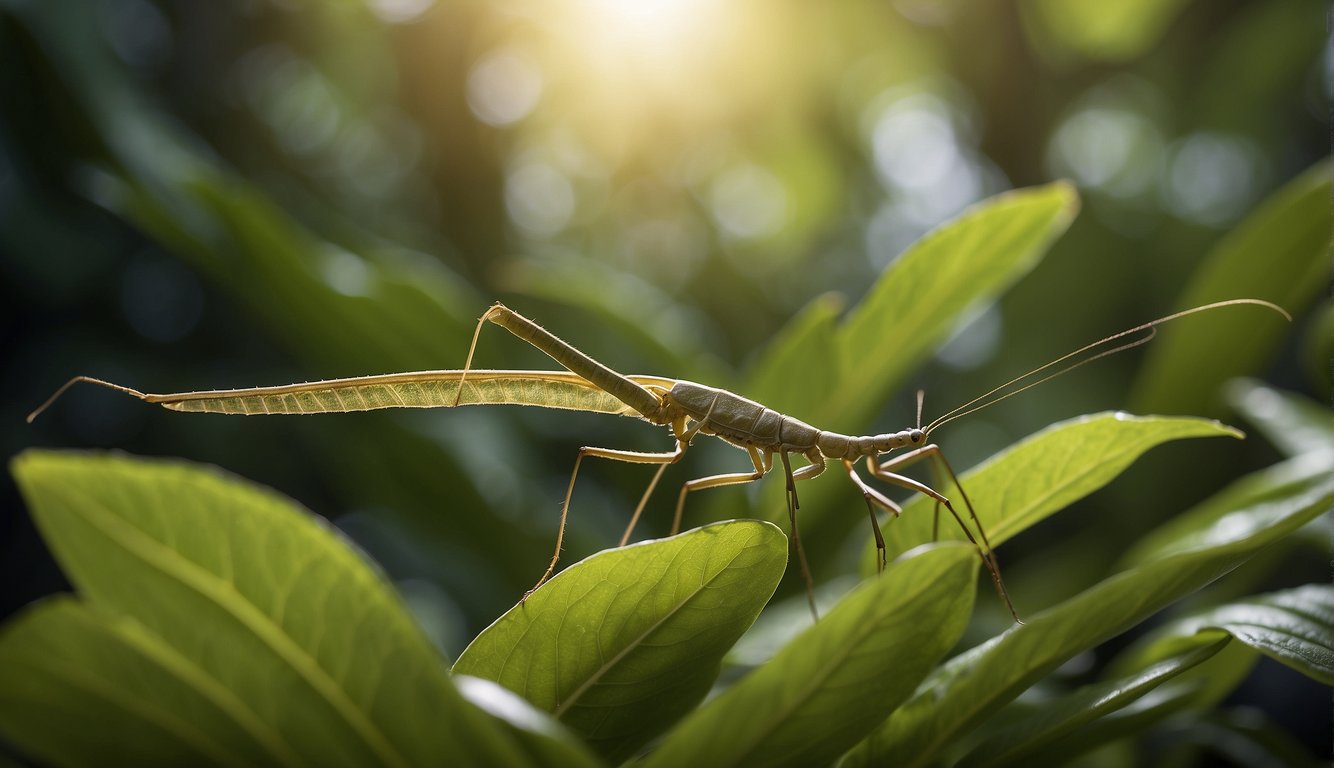 Stick insects blend seamlessly into the lush foliage of their natural habitat.

Their long, slender bodies mimic the shape and color of the surrounding plants, making them nearly invisible to the untrained eye