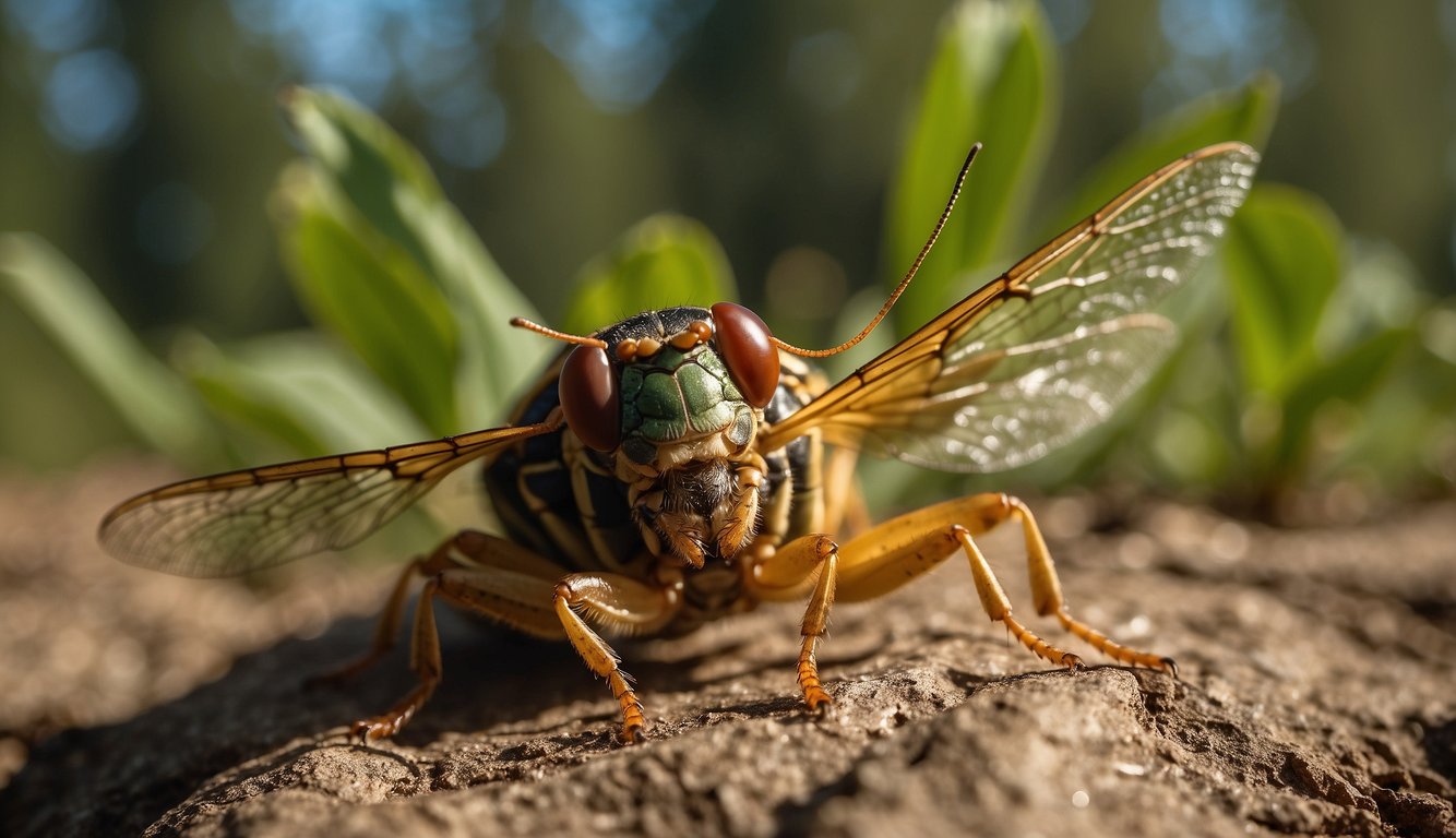 The cicadas emerge from the earth, their translucent wings shimmering in the sunlight.

Their rhythmic buzzing fills the air, a symphony of summer.

The trees sway as the insects sing, their chorus a celebration of nature's cyclical beauty