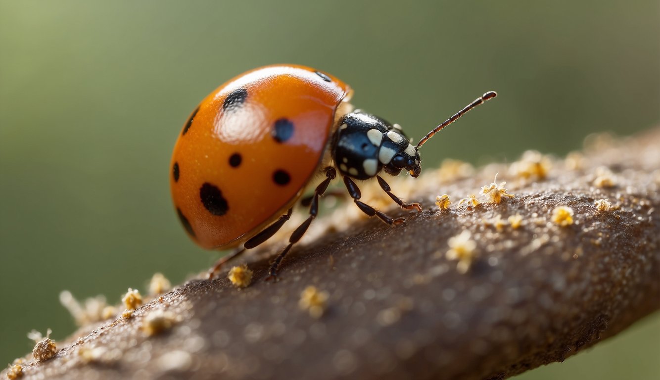 A tiny egg hatches, revealing a tiny, wriggling larva.

The larva grows and transforms into a pupa, and finally emerges as a vibrant, spotted ladybug ready to take flight