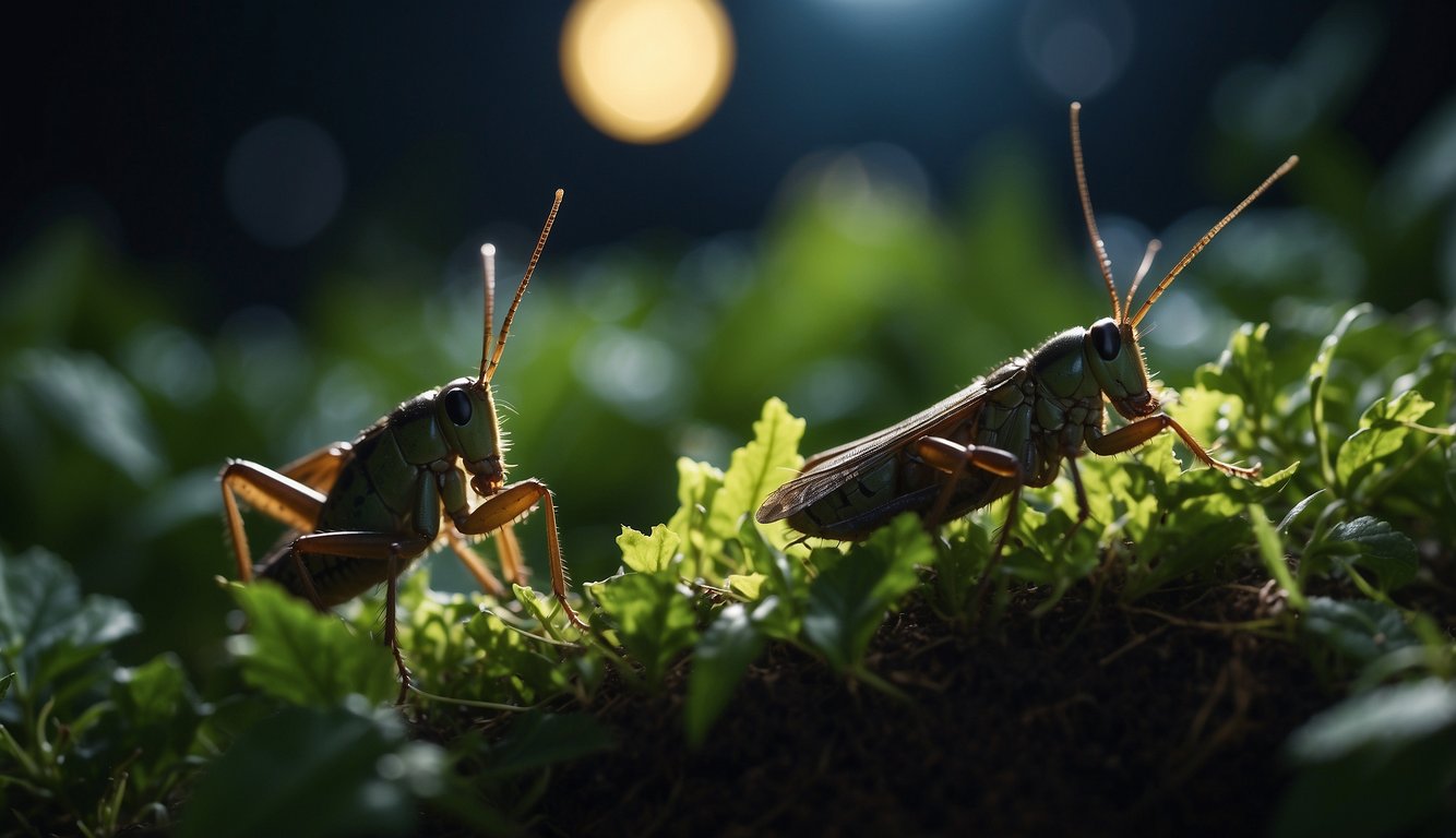 Crickets perform under moonlight, surrounded by lush greenery.

Their symphony fills the air, creating a magical concert throughout the year