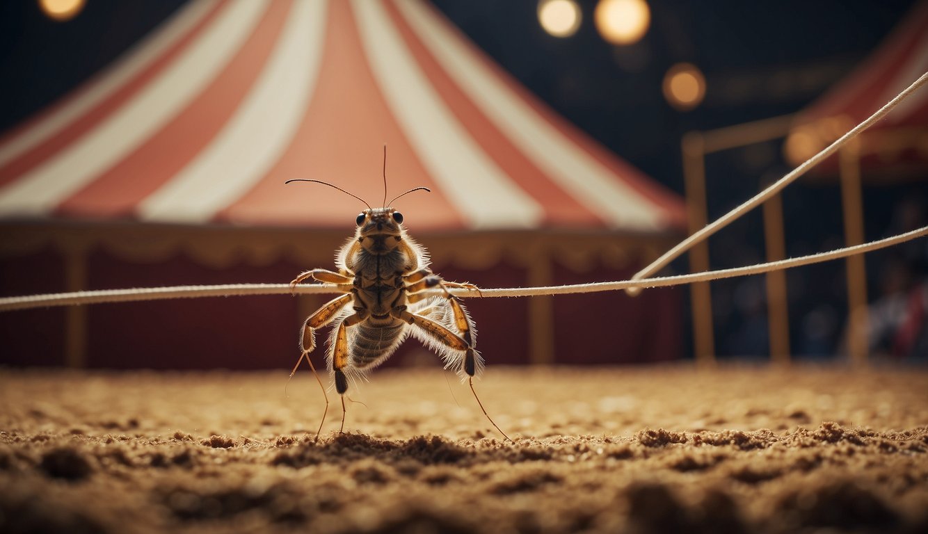Fleas leaping through hoops, balancing on tightropes, and performing acrobatics on miniature stages in a circus tent