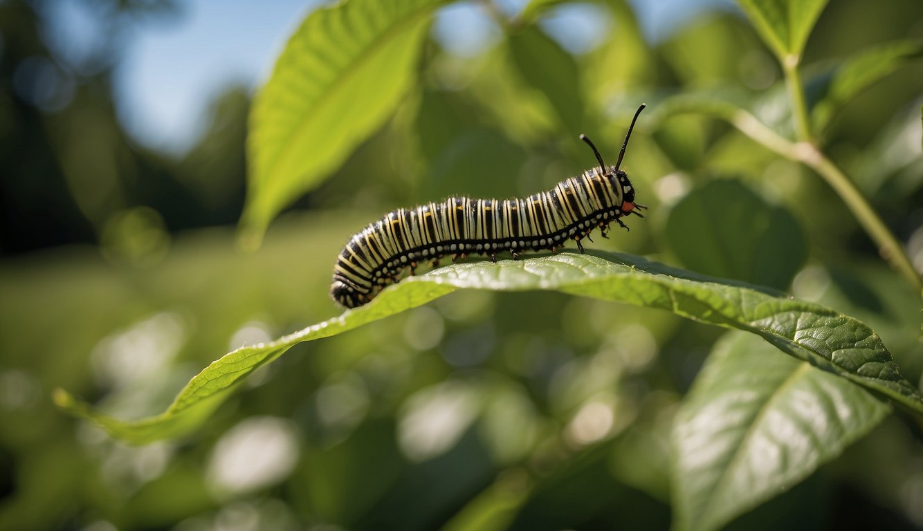 A caterpillar crawls along a leaf, munching on greenery.

It spins a chrysalis and emerges as a vibrant butterfly, fluttering into the sky