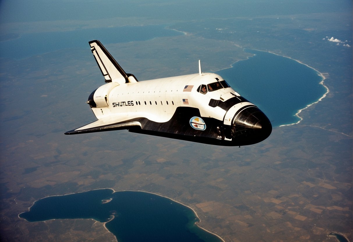 The space shuttle Challenger floats gracefully in the vast expanse of space, with the Earth visible in the background. The iconic spacewalk is depicted with precision and detail, capturing the drama and excitement of real missions