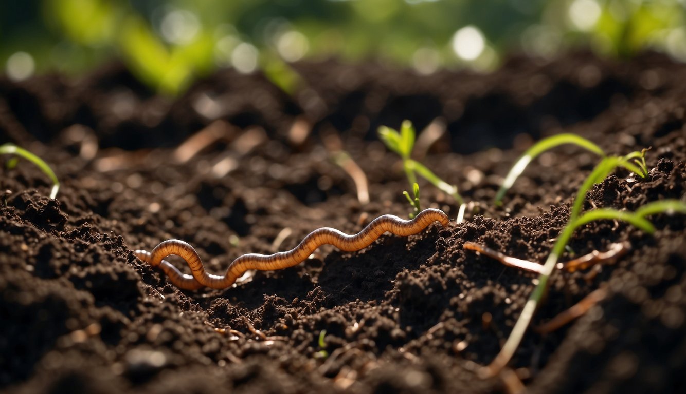 Earthworms tunnel through rich, dark soil, creating intricate pathways and aerating the earth.

They work tirelessly, breaking down organic matter and recycling nutrients, playing a vital role in the ecosystem