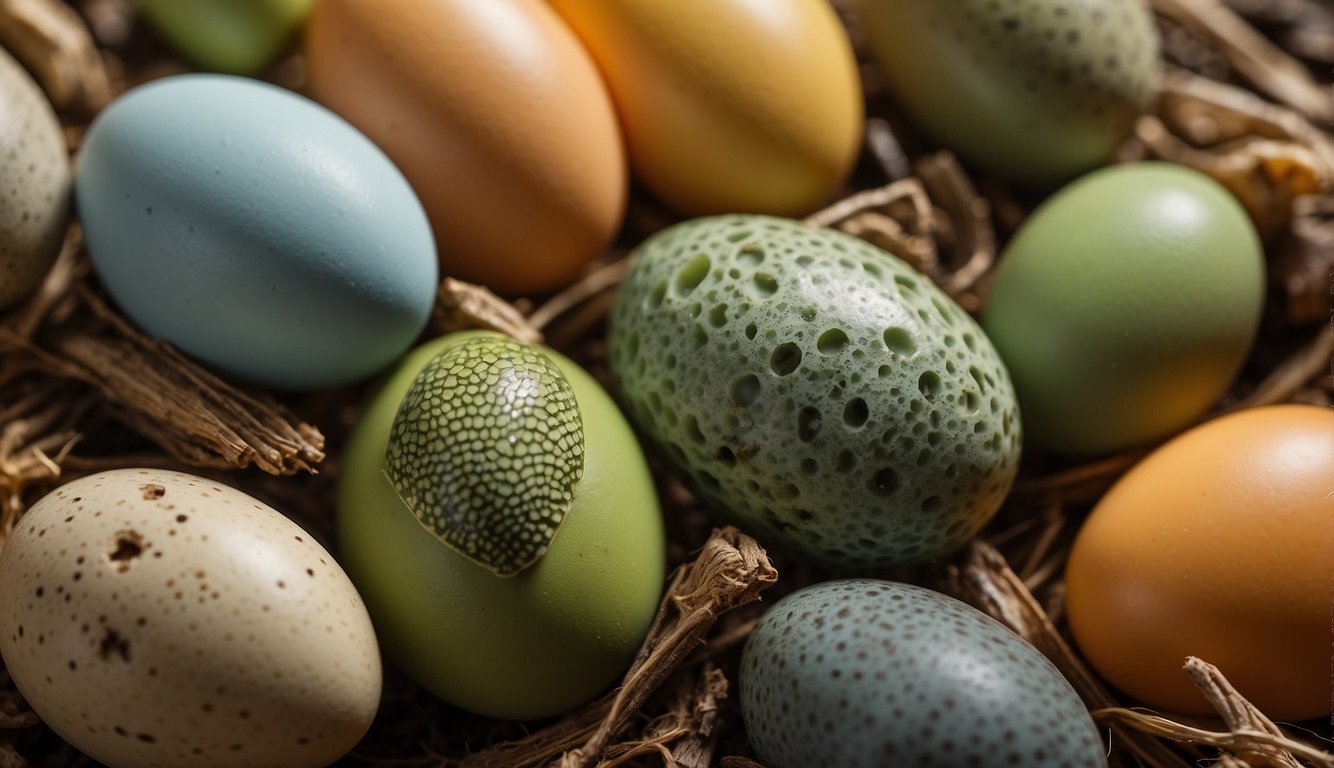 Insects guard eggs in diverse shapes, sizes, and colors.

Some camouflage, others protect with shells or secretions
