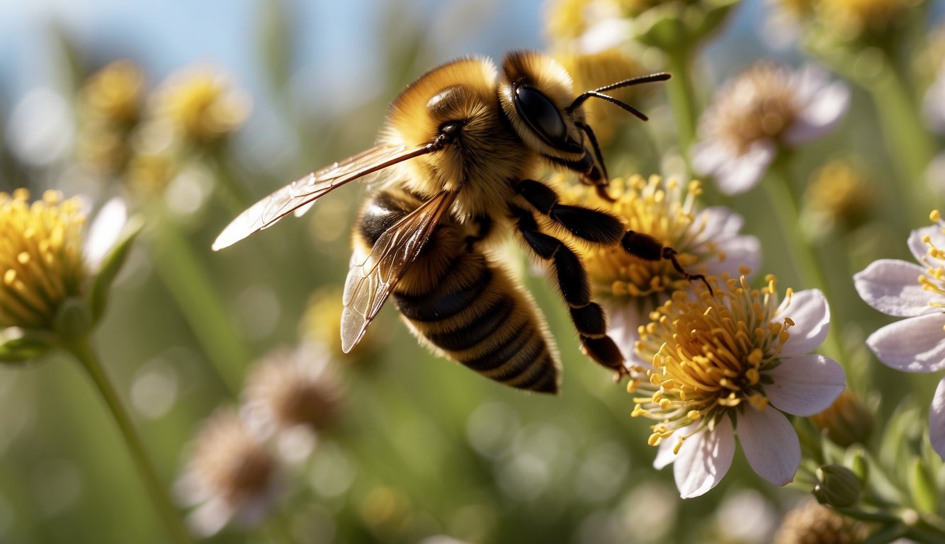 Bees collect nectar from flowers, store it in their honey stomach, then return to the hive to pass it on to other worker bees who process and store it in honeycomb cells