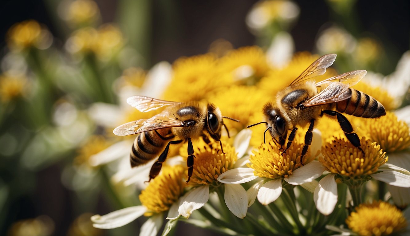 Honeybees collect nectar from flowers, store it in honeycombs, and fan their wings to evaporate water, creating honey