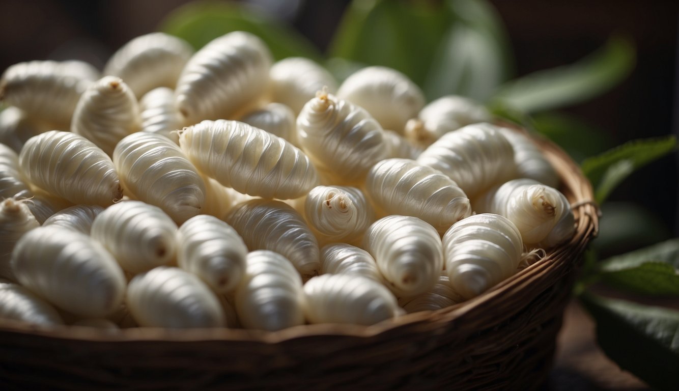 Silkworms spin cocoons, which are then boiled to extract silk threads.

The threads are then spun into silk, creating a journey from cocoon to thread