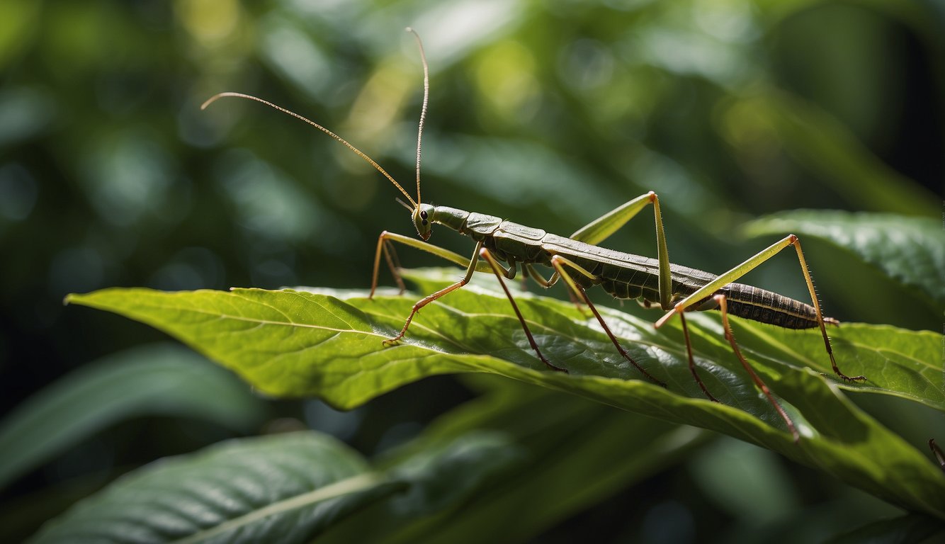 Stick insects blend seamlessly into their leafy surroundings, perfectly mimicking the foliage.

Their bodies mimic the texture and color of the leaves, making them nearly invisible to predators