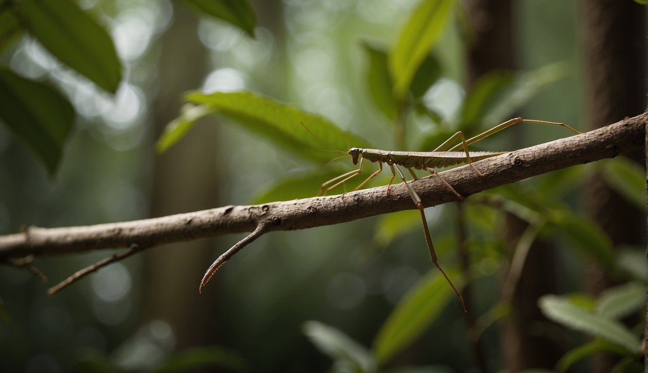 Stick insects blend seamlessly into their surroundings, mimicking twigs and leaves with their long, slender bodies.

Their survival tactics rely on their ability to remain undetected by predators