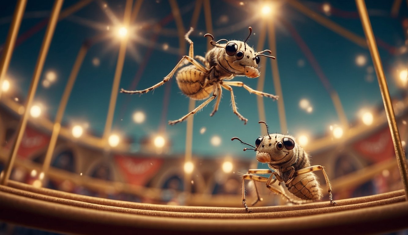Tiny fleas perform incredible acrobatics under a miniature big top, leaping through hoops and balancing on tightropes in the whimsical flea circus