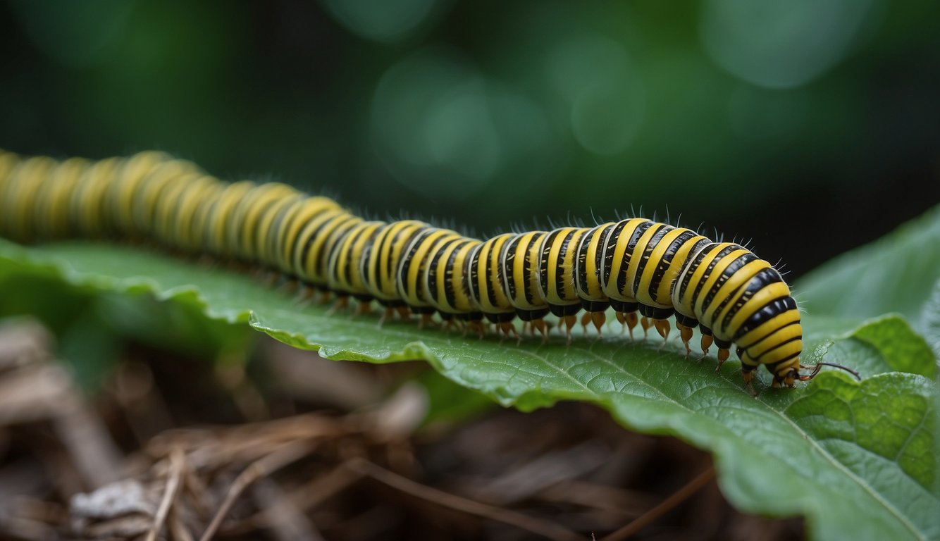 Caterpillars devouring leaves, promoting ecosystem health