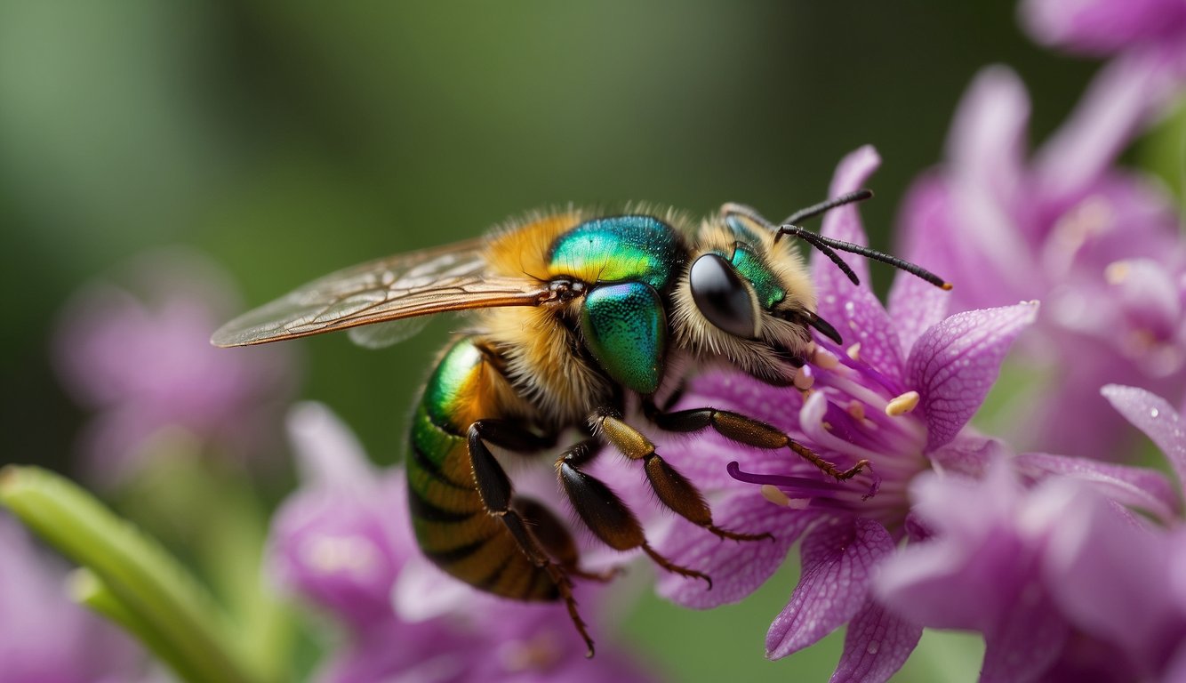 Orchid bees gather nectar and pollen from vibrant flowers, carrying the fragrant essence to their hives.

The air is filled with the sweet aroma as the bees flit from one bloom to the next