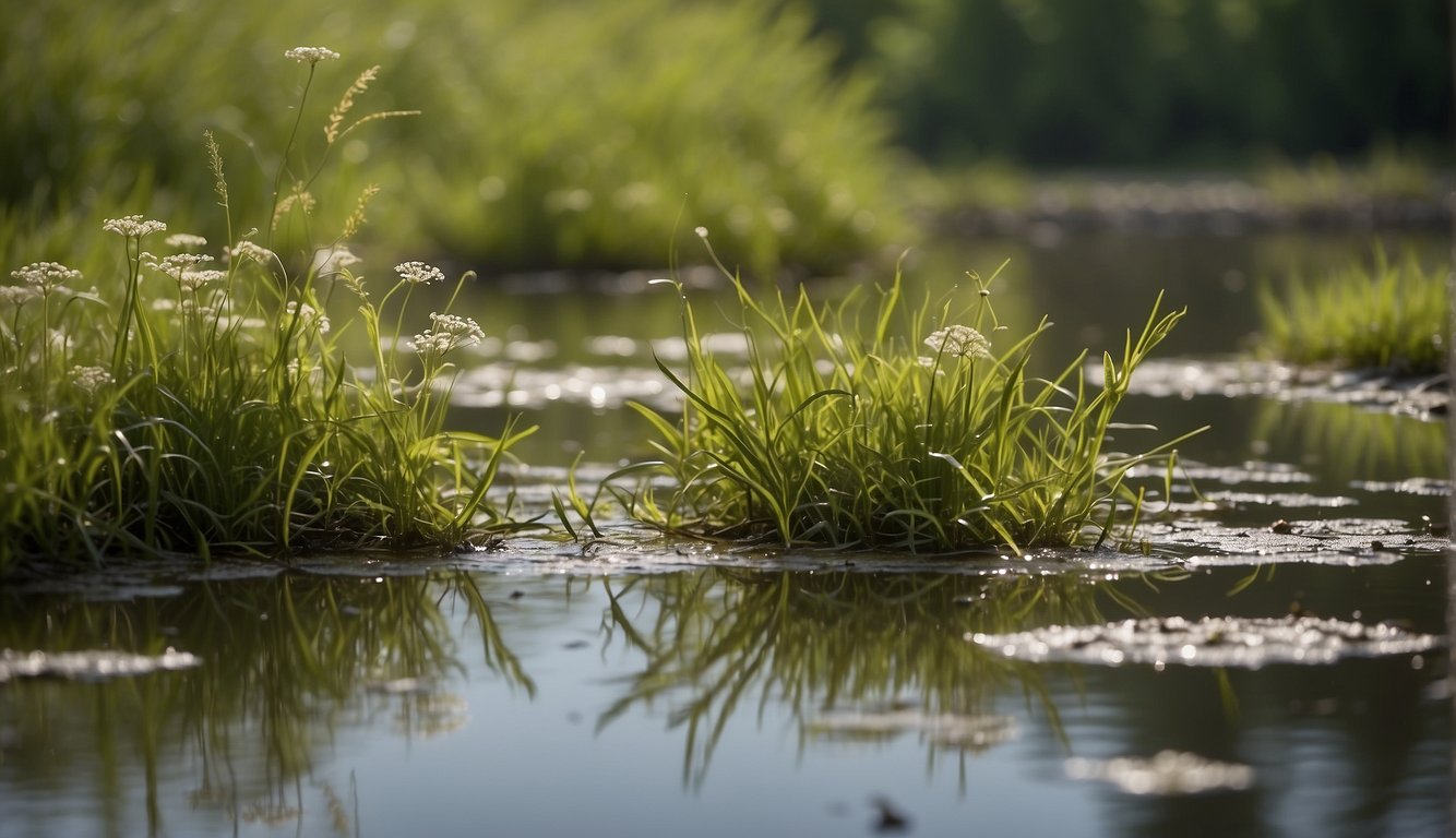 A wetland teeming with diverse plant life, buzzing with mosquitoes in various life stages, from eggs to larvae to adults.

Bird and amphibian species are present, highlighting the interconnectedness of the ecosystem