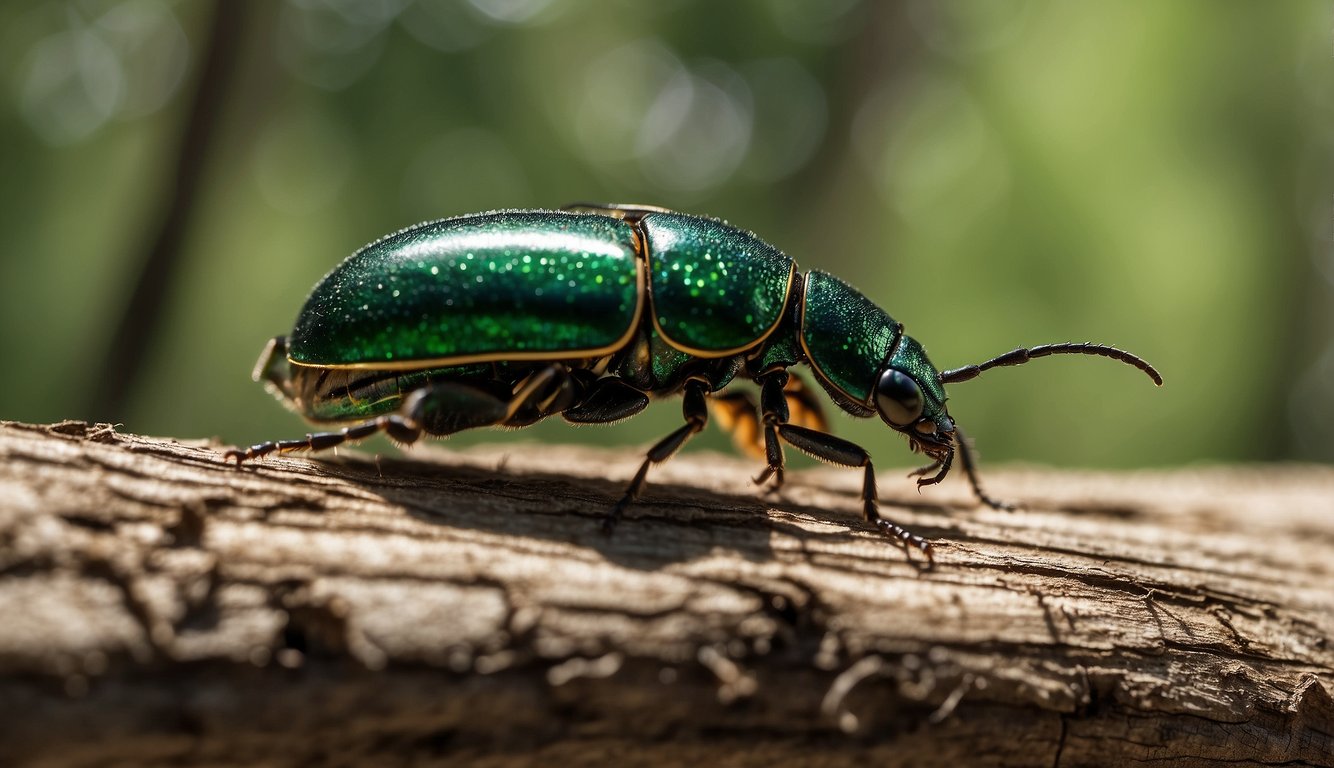 The Emerald Ash Borer beetle attacks the forest, leaving trees withering and dying.

A battle between the beetle and the forest unfolds, with the beetle inflicting damage while the forest fights to survive