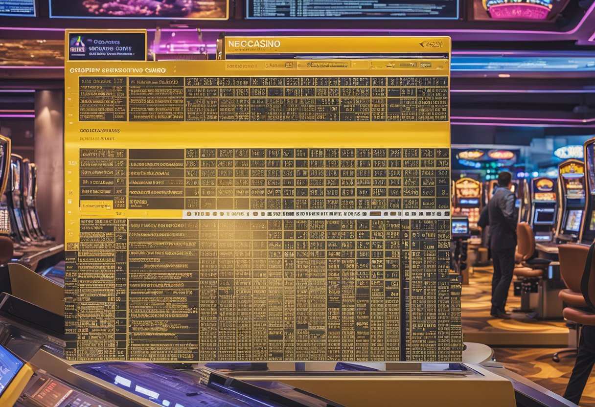 A computer screen displays a Neosurf casino website with a warning sign and a list of potential disadvantages